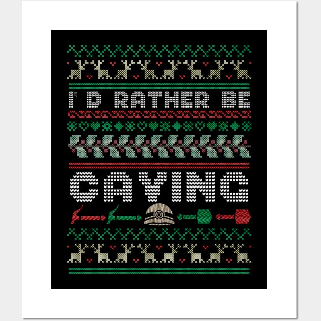 Caving Spelunking Cave Ugly Christmas Wall Art by IngeniousMerch